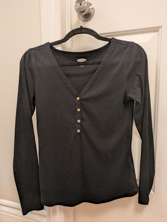 Old Navy Tops - Old Navy Black Long-Sleeve V-Neck Henley Top